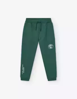 Спортивные штаны для мальчика с эластичной резинкой на талии и кулиской Losan, темно-зеленый