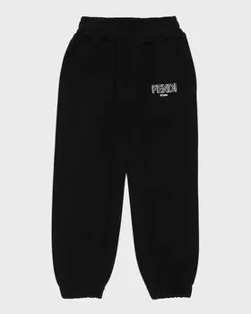 Спортивные штаны для мальчиков с нечетким логотипом Fendi, цвет Black