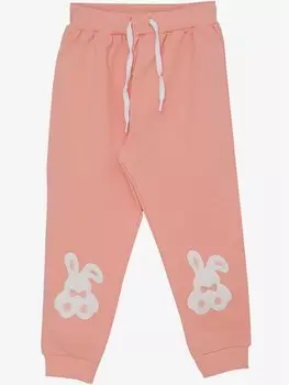 Спортивные штаны для маленьких девочек с принтом и эластичной резинкой на талии Breeze, лосось