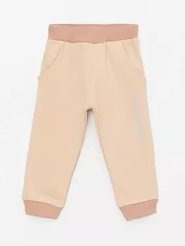 Спортивные штаны для маленьких мальчиков с принтом и эластичной резинкой на талии AZZ BEBE, бежевый