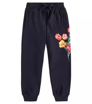 Спортивные штаны из хлопкового джерси Dolce&Gabbana Kids, цвет blu scurissimo 5