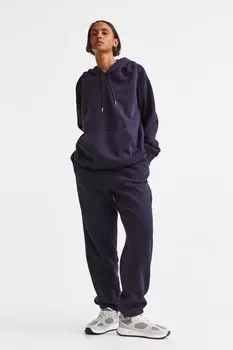 Спортивные штаны из смесового хлопка H&amp;M, военно-морской