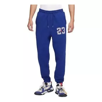 Спортивные штаны Men's Air Jordan Printing High Waist Bundle Feet Loose Sports Pants/Trousers/Joggers Deep Sapphire Blue, синий