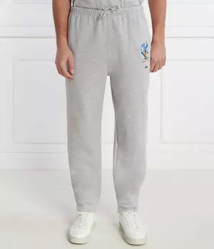Спортивные штаны мужские Lacoste свободного кроя на кулиске, серый