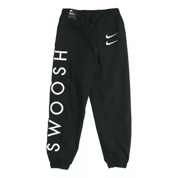 Спортивные штаны Nike Sportswear Swoosh Embroidered logo Printing Sports Woven Long Pants Black, Черный