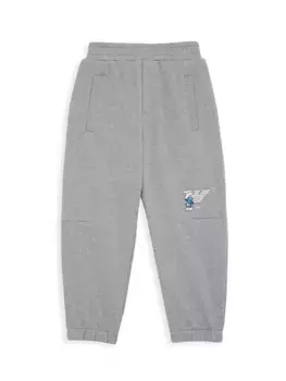 Спортивные штаны с логотипом Little Boy's & Boy's Smurf Emporio Armani, серый