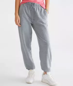 Спортивные штаны с напуском и высокой посадкой на застежке Aeropostale, серый