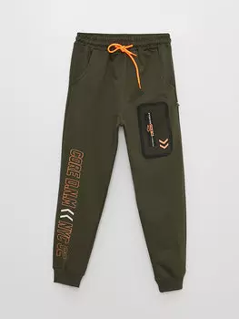 Спортивные штаны с принтом и эластичной резинкой на талии для мальчиков Ml Kids, хаки