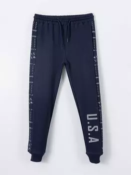 Спортивные штаны с принтом и эластичной резинкой на талии для мальчиков Ml Kids, темно-синий
