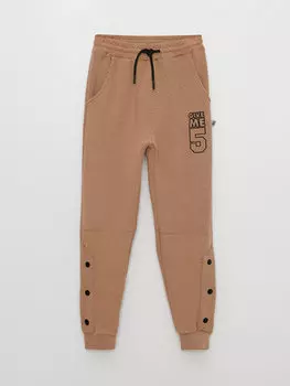 Спортивные штаны с принтом и эластичной резинкой на талии для мальчиков Ml Kids, бежевый