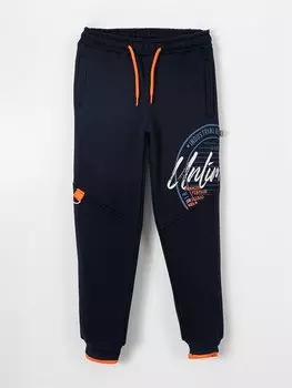 Спортивные штаны с принтом и эластичной резинкой на талии для мальчиков Ml Kids, темно-синий