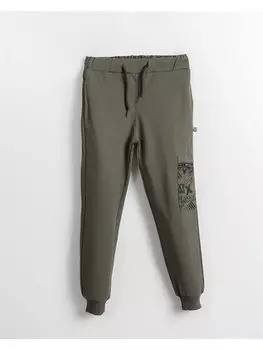 Спортивные штаны с принтом и эластичной резинкой на талии для мальчиков Ml Kids, хаки