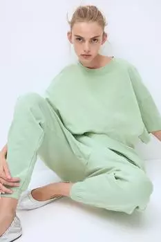 Спортивные штаны с высокой талией H&M, зеленый