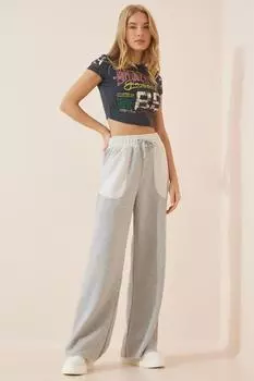 Спортивные штаны - Серые - Широкие штанины Happiness stanbul, серый