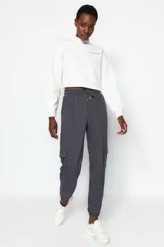 Спортивные штаны - Серый - Свободный джоггер Trendyol, серый