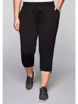Спортивные штаны Sheego "большие размеры", длина 3/4, дышащие, черный