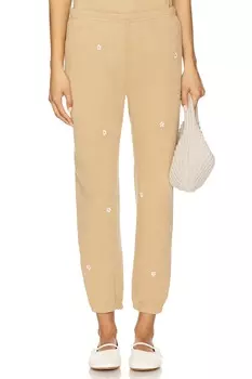 Спортивные штаны со стадионного трикотажа с вышивкой в виде маргариток The Great, khaki