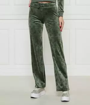 Спортивные штаны женские Juicy Couture велюровые с принтом, зеленый