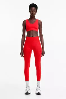 Спортивные тайтсы drymove seamless shaping H&M, красный