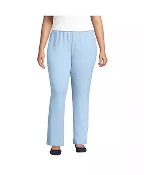 Спортивные трикотажные брюки больших размеров с высокой посадкой Lands' End, синий