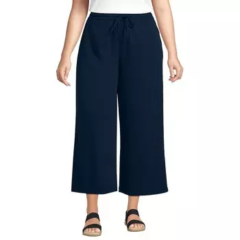 Спортивные трикотажные укороченные брюки больших размеров Lands' End, цвет Radiant Navy