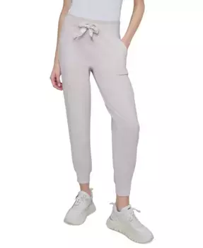 Спортивные женские джоггеры с логотипом и шнурком на высокой талии DKNY, коричневый/бежевый