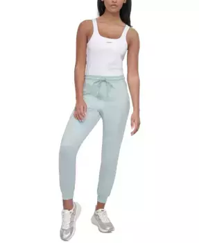 Спортивные женские джоггеры с высокой талией Slim из спейсдай-ткани DKNY, синий