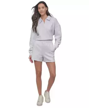 Спортивные женские шорты Varsity с вышитым логотипом и сборкой, длина 4" DKNY, белый