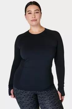 Спортивный бесшовный топ с длинными рукавами Sweaty Betty, черный