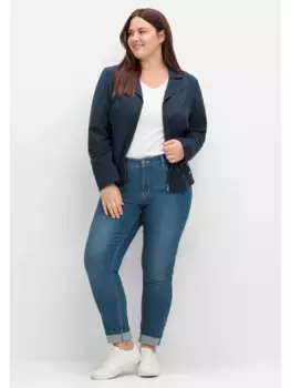 Спортивный блейзер Sheego "Большие размеры" с воротником с лацканами и декоративными пуговицами, синий