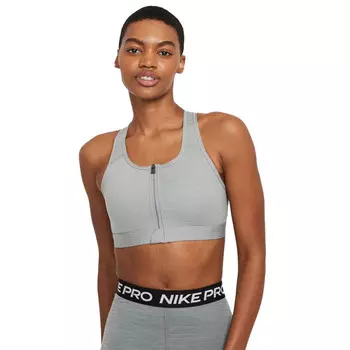 Спортивный бра Nike Dri-FIT Swoosh Medium-Support Zip-Front, серый