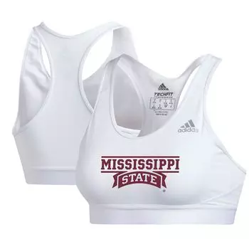 Спортивный бюстгальтер adidas Mississippi State Bulldogs, белый