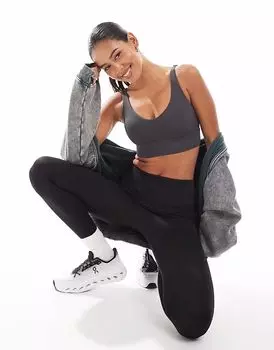 Спортивный бюстгальтер Agon с V-образным вырезом графитово-серого цвета