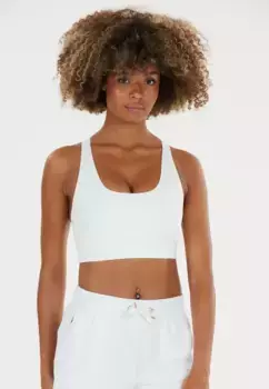 Спортивный бюстгальтер ATHLECIA "Дженни V2" на широких бретелях, белый