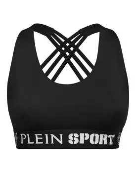 Спортивный бюстгальтер без косточек Plein Sport, черный