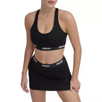 Спортивный бюстгальтер DKNY Logo Elastic Scoop sports bra, черный