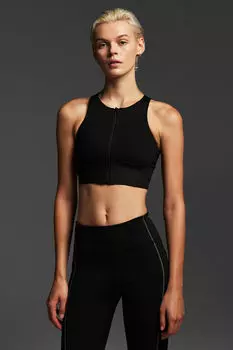 Спортивный бюстгальтер drymove high support на молнии H&M, черный