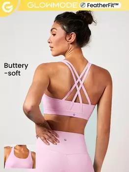 Спортивный бюстгальтер Feather Fit Crossover Glowmode, розовый