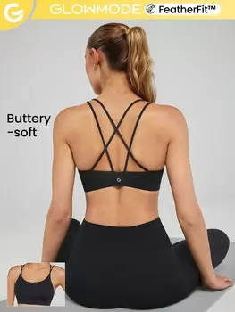 Спортивный бюстгальтер Feather Fit, лямки на спине Glowmode, черный