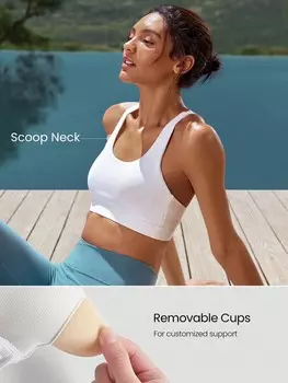 Спортивный бюстгальтер Feather Fit, перекрещивающийся ремешок Glowmode, белый