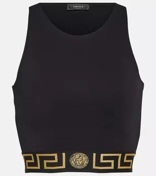 Спортивный бюстгальтер Greca с вырезами VERSACE, черный