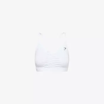 Спортивный бюстгальтер Gymshark из эластичного джерси с защипами, белый