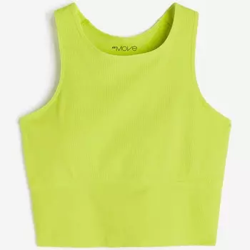 Спортивный бюстгальтер H&M DryMove Medium Support, неоново-зеленый