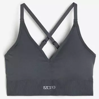 Спортивный бюстгальтер H&M DryMove Seamless Light Support, темно-серый