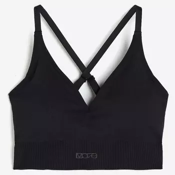 Спортивный бюстгальтер H&M DryMove Seamless Light Support, черный
