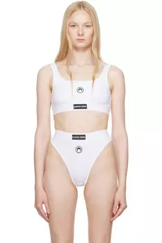 Спортивный бюстгальтер из эластичного джерси с логотипом White Moon Marine Serre