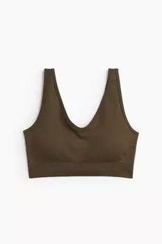 Спортивный бюстгальтер из легкой поддержки Softmove. H&M, хаки