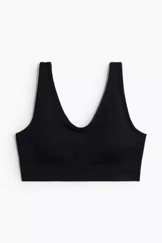 Спортивный бюстгальтер из легкой поддержки Softmove. H&M, черный