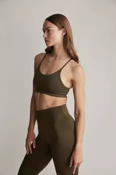 Спортивный бюстгальтер из легкой поддержки Softmove H&M, зеленый