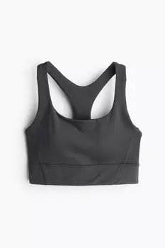 Спортивный бюстгальтер из материала Drymove средней поддержки. H&M, серый